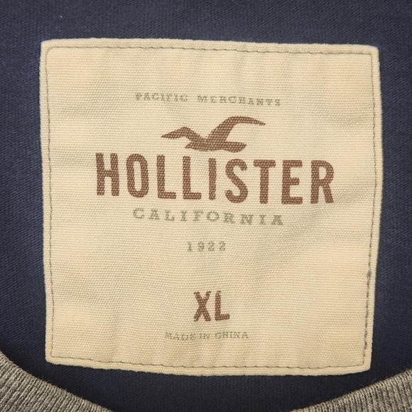 Hollister Sweatshirt Mens XL Blue Gray Crewneck Seagull Pullover Long Sleeve Y2K - Picture 4 of 11